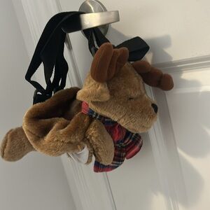 New Furry Plush Brown Moose small backpack for girl